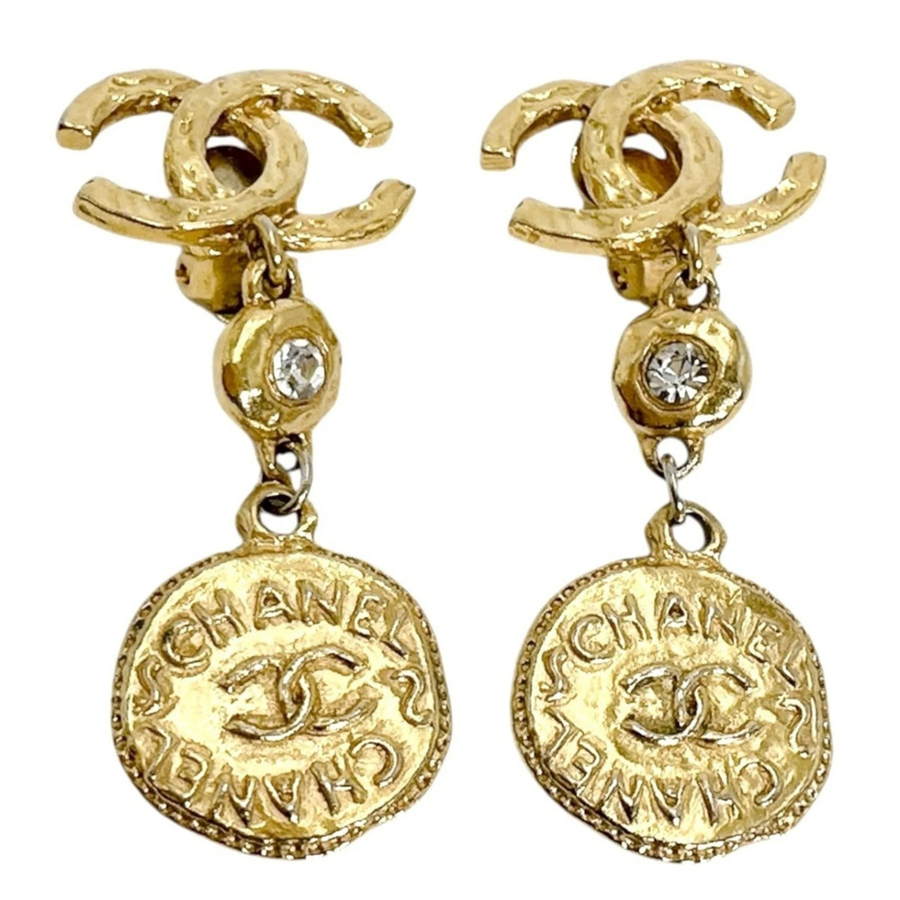 Chanel earrings, Coco Mark design, GP gold plated.